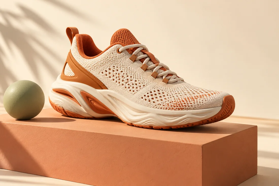 Concept sneaker in cream and terracotta